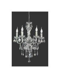 Lampadario Classico Lüster 5xE14 Cromo con Pendenti Trasparenti Trio Lighting