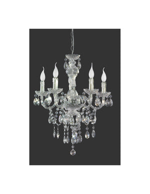 Lampadario Classico Lüster 5xE14 Cromo con Pendenti Trasparenti Trio Lighting