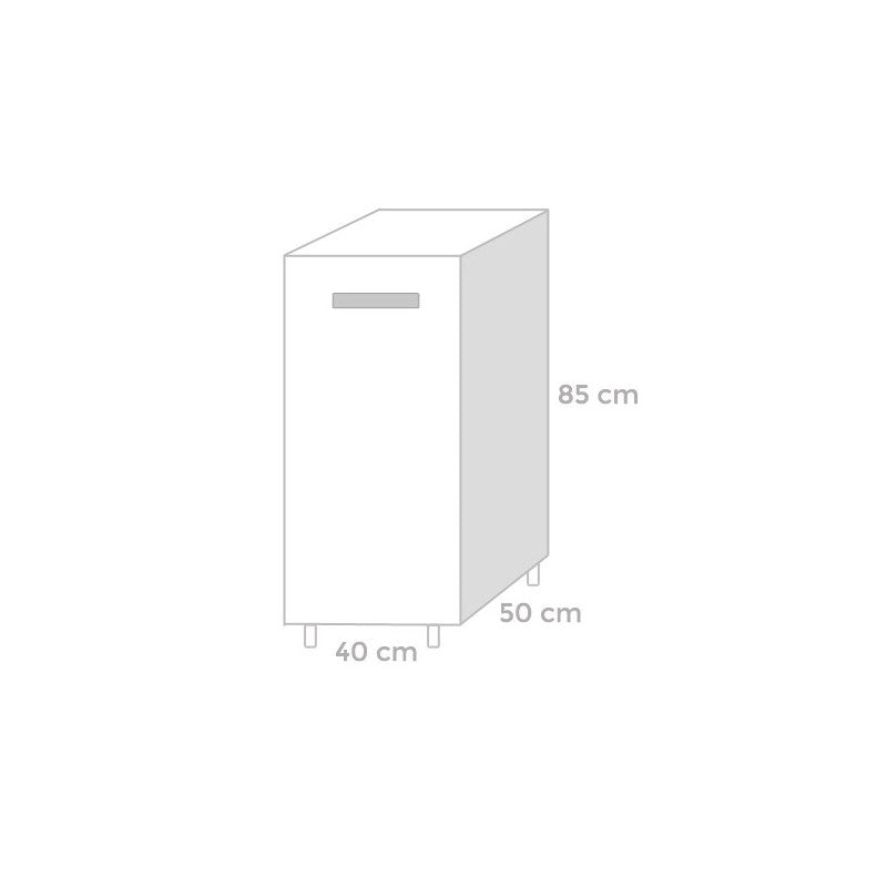Mobile base per cucina Bianco Frassinato 1 anta Cm 40x50xH 85