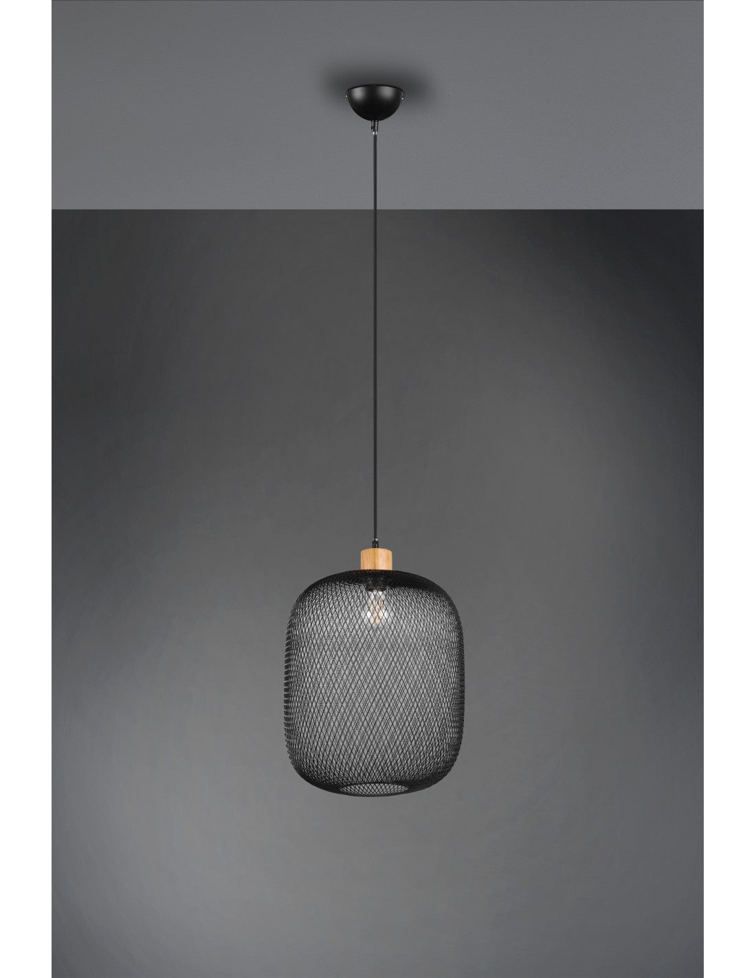 Sospensione Calimero 1xE27 Rete Metallo Nero Ø33 cm Trio Lighting