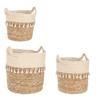 3x Cesta in fibre naturali D.24x25h, D.30x31h, D.32x35h