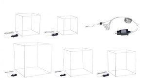 Cubo microled 55x55x55h, 45x45x45h, 35x35x35h, 30x30x30h, 25x25x25h in plastica