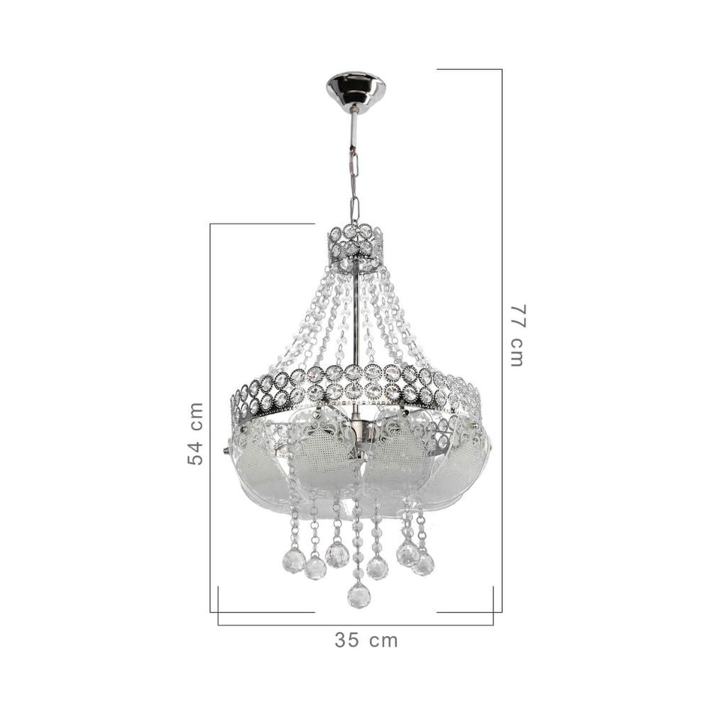 Lampada da soffitto Sare MDL3550 argento vetro decorato e pietre effetto cristallo EFFEZ