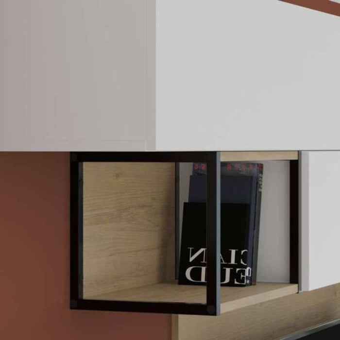 Parete attrezzata 260x40x33 cm bianco rovere