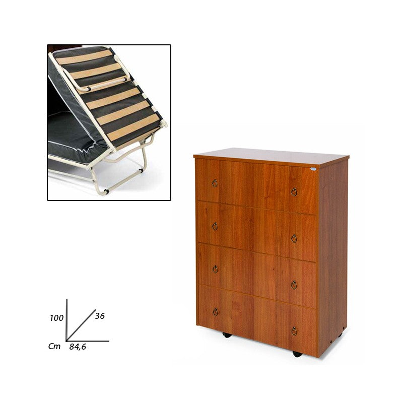 Mobile giroletto rete ortopedica pieghevole colore noce antico cm H.100x85x36