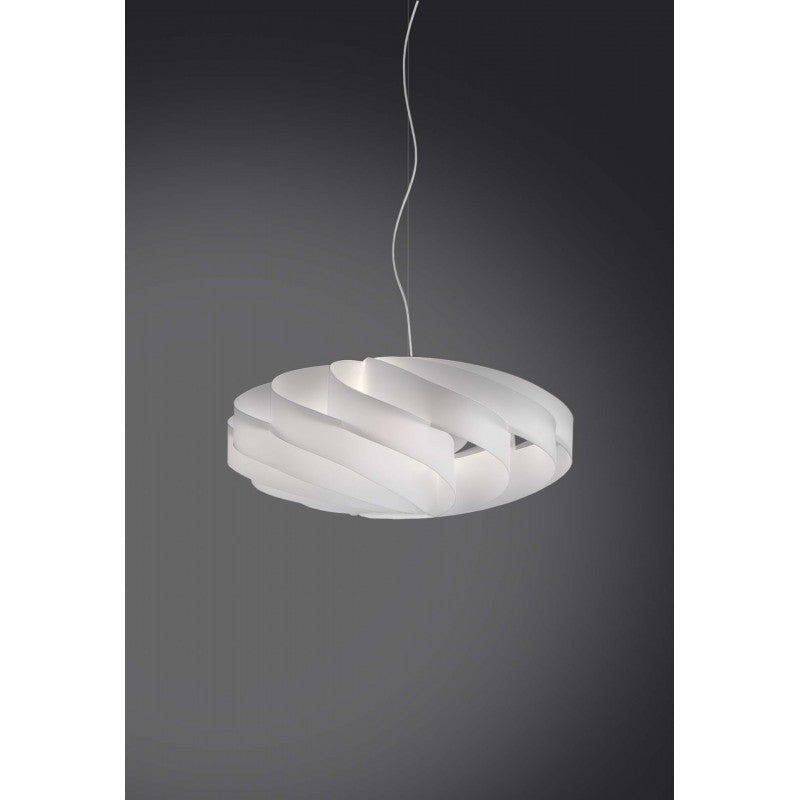 Lampadario a sospensione in Polilux FLAT tre luci Bianco diametro 70x h34 cm