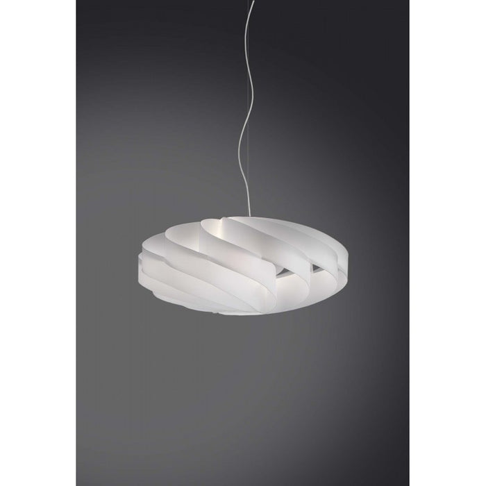 Lampadario a sospensione in Polilux FLAT tre luci Bianco diametro 70x h34 cm