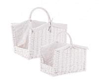 2x Cesta legna bianco 44x30x42h, 50x37x47,5h