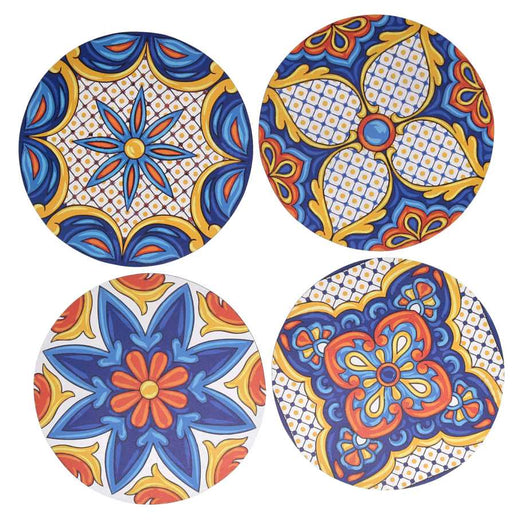 Mattonella legno confezione 4pz assortiti blu tondo cm ø20x0