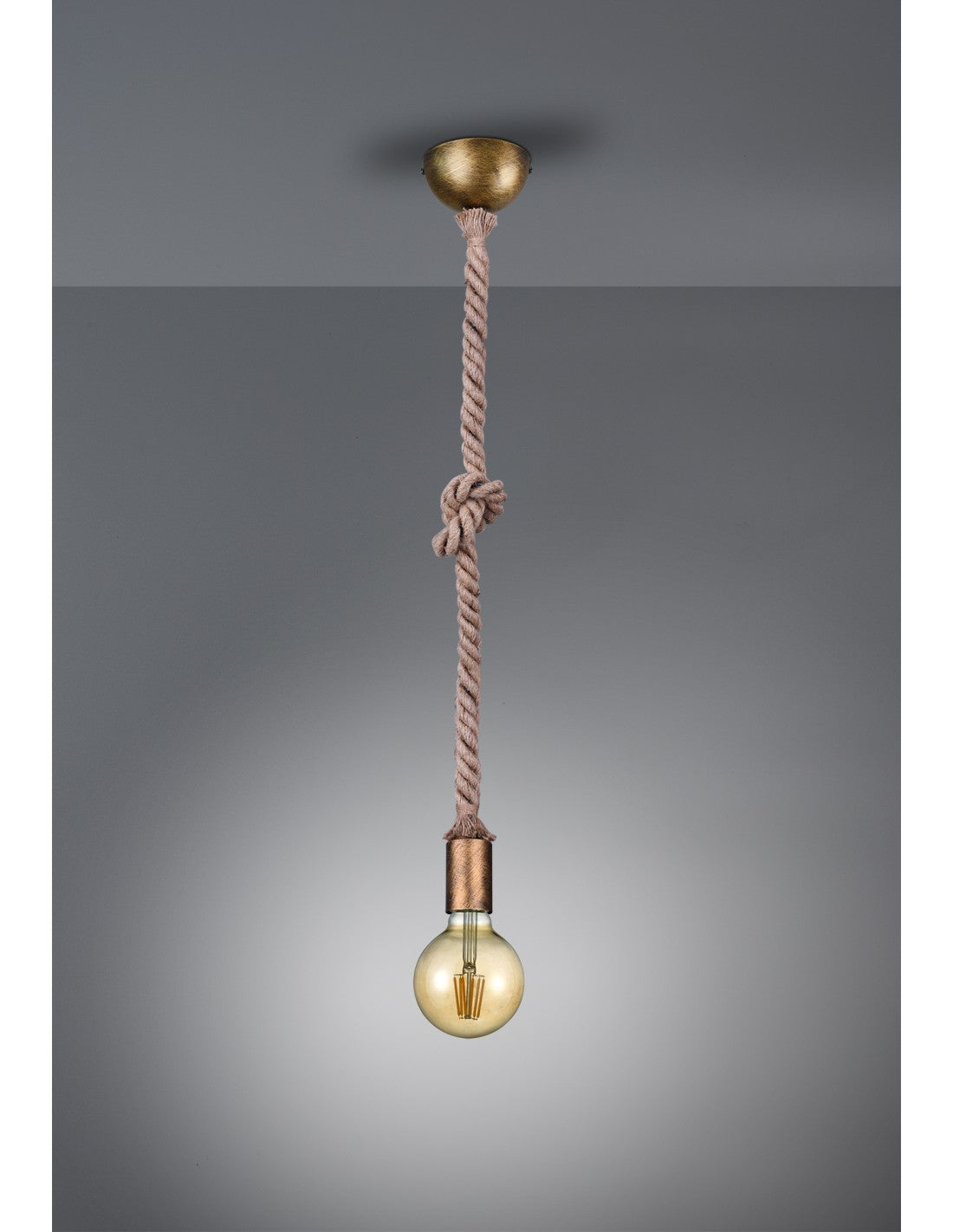 Sospensione Rope Corda Ottone Invecchiato H150 cm Ø12 cm Trio Lighting