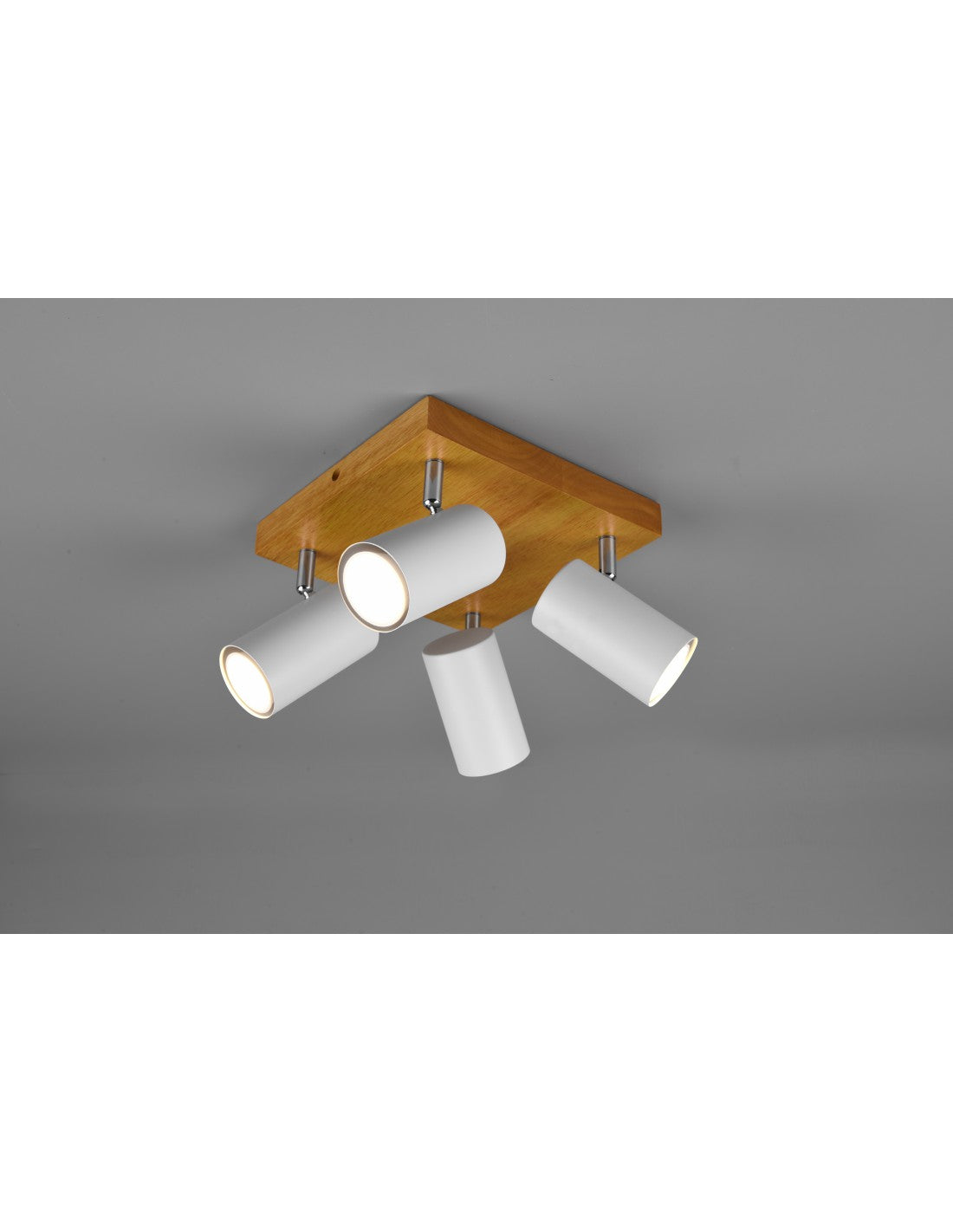 Faretto Marley 4 Spot GU10 Bianco E Legno 22x22 cm Trio Lighting