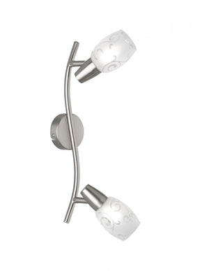Faretto Colmar Nichel 2 Spot Led Vetro Satinato L39 cm Trio Lighting