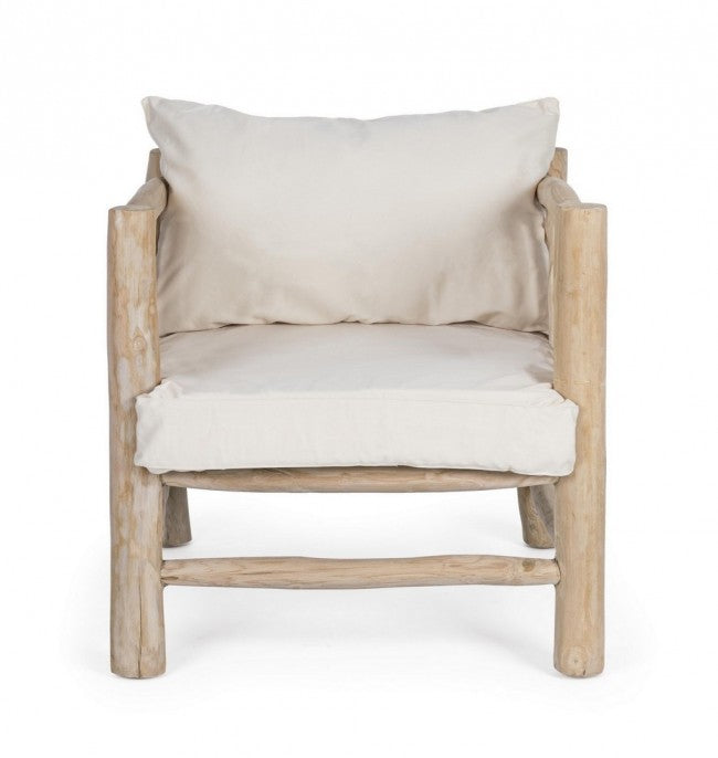 Poltrona in Teak Naturale con Cuscini in Cotone Sahel