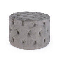Pouf vintage grigio velluto cm diam 60 x 42 h