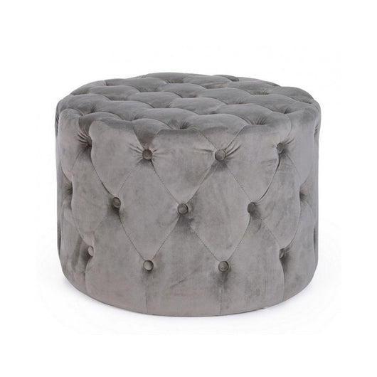 Pouf vintage grigio velluto cm diam 60 x 42 h