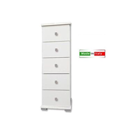 Cassettiera baby 5 cassetti in legno bianco 32x32x93 cm