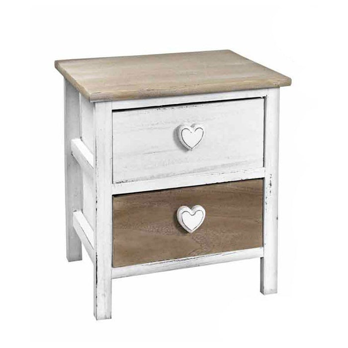 Comodino bianco con un cassetti stile shabby cm 37x 29 x 40 h