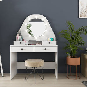 Toeletta trucco bianca con specchio 147x41x100 cm