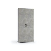 Armadio multiuso Bianco due ante Cemento 90x45x h195 cm