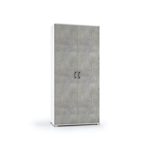 Armadio multiuso Bianco due ante Cemento 90x45x h195 cm