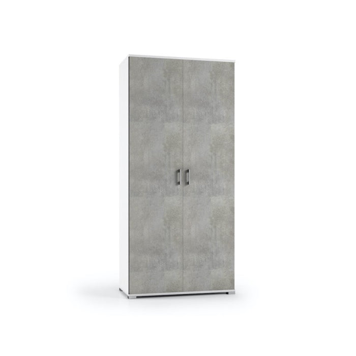 Armadio multiuso Bianco due ante Cemento 90x45x h195 cm