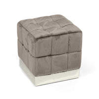 Pouf in velluto quadrato cm 40 tortora poggiapiedi