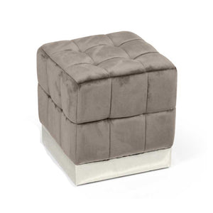Pouf in velluto quadrato cm 40 tortora poggiapiedi
