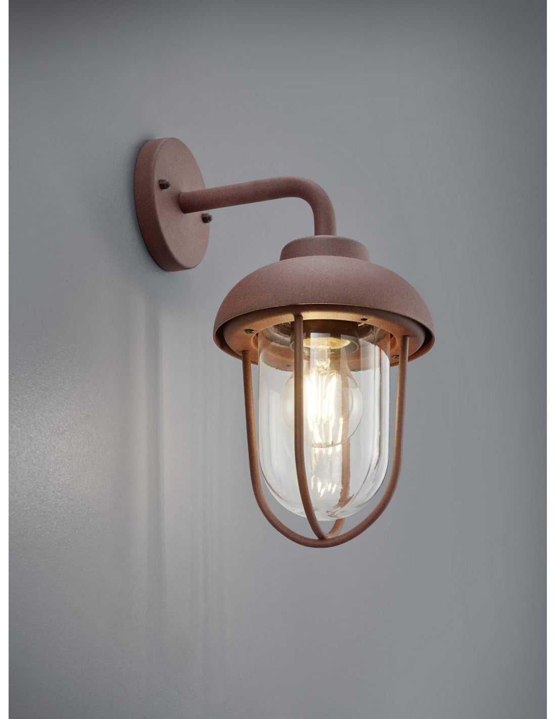 Applique Lanterna IP44 Duero Ruggine e Paralume Vetro Trio Lighting