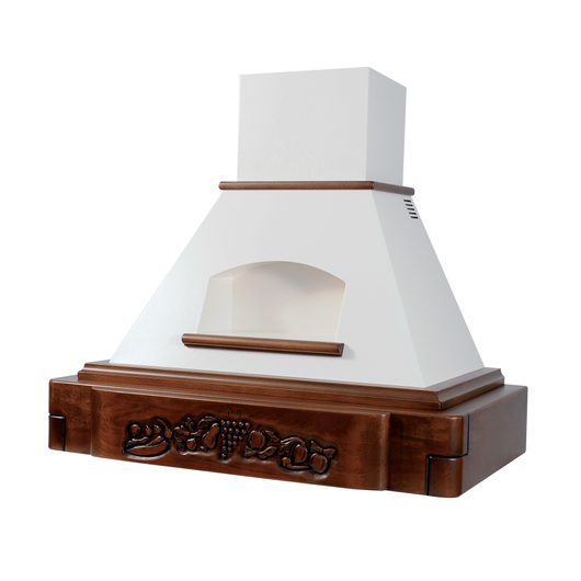 Cappa cucina rustica bianca KATIA con cornice in legno intarsio cm 120