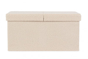 2x Pouf beige in bouclé 76x38x38