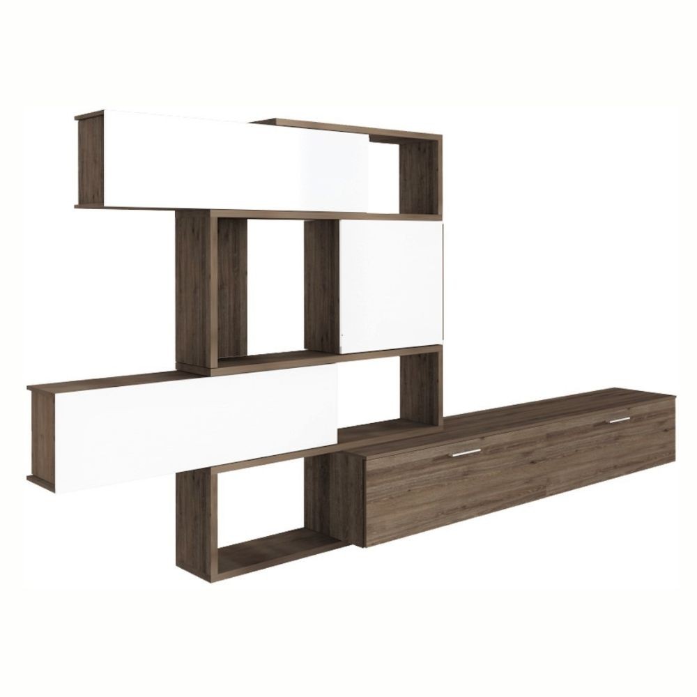 Parete attrezzata noce e bianco 187,5x48,7x293