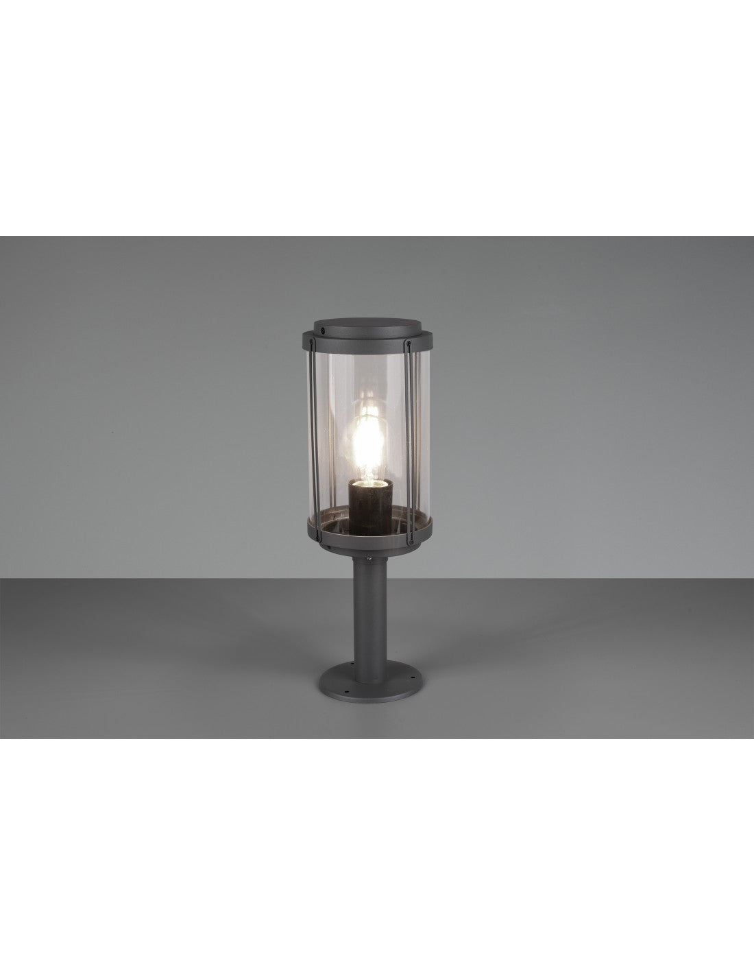 Paletto Tanaro IP44 Antracite Con Vetro Lanterna H40 cm Trio Lighting