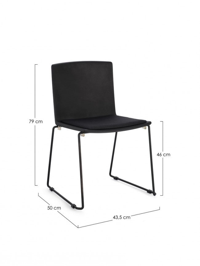 4x Sedia nera 43.5x50x79 cm