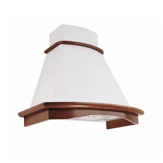 Cappa cucina rustica bianca BELLA con cornice in legno intarsio cm 90