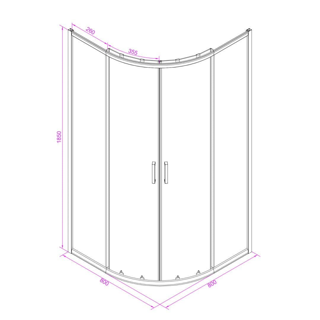 Box doccia semicircolare 80x80 cm trasparente