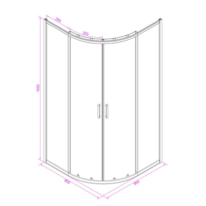 Box doccia semicircolare 80x80 cm trasparente