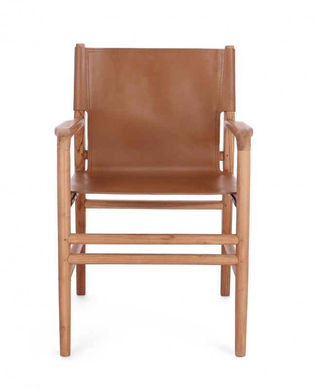 Sedia in pelle cognac 57x58x85 cm