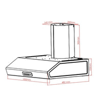 Cappa inox 90x48x15 cm con camino