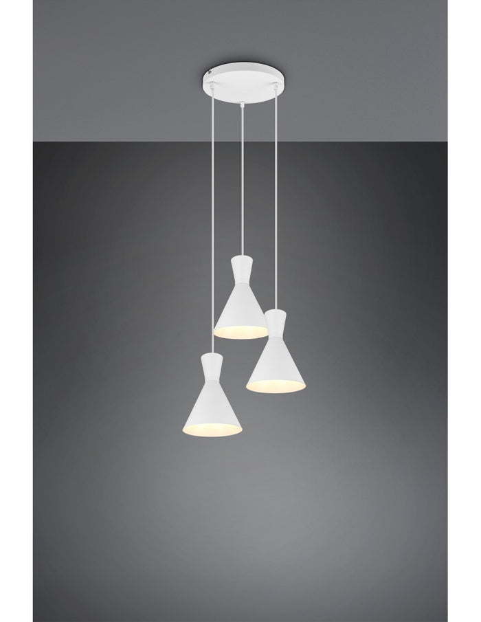 Lampadario Rotondo Enzo 3xE27 Bianco Opaco Trio Lighting
