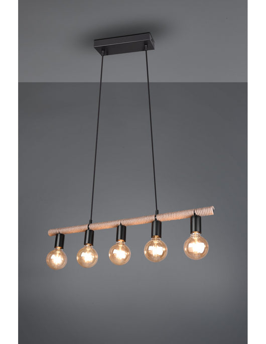 Sospensione Vintage Bilanciere Einar Nero E Corda Trio Lighting