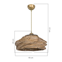 Lampada da soffitto Risa MDL4940 con paralume in carta intrecciata rustica H57xL40