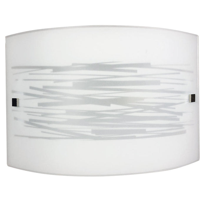 Applique 1xE27 Finitura Cromo Vetro Lastra Bianco Decorato