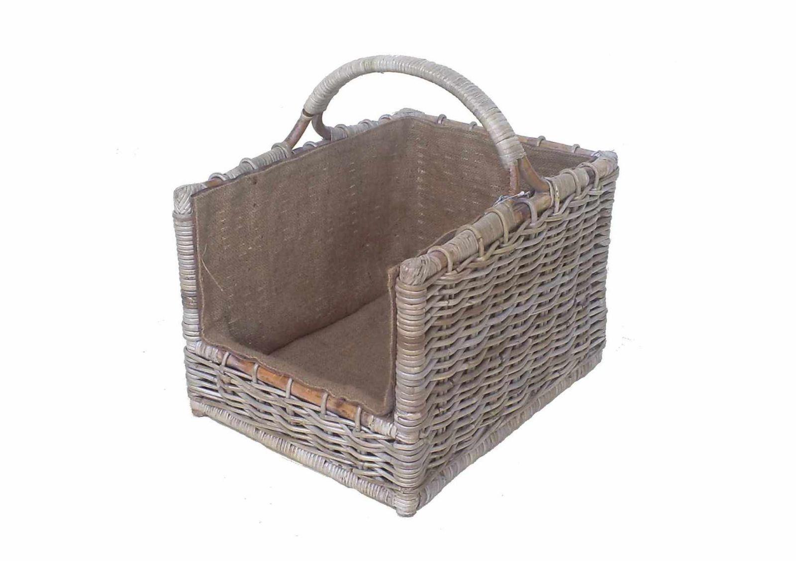 Cloe straight straight wood basket with jute lining cm50x38h33-47