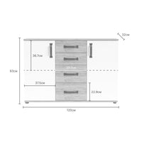Credenza rovere e bianco 120x83x32 cm