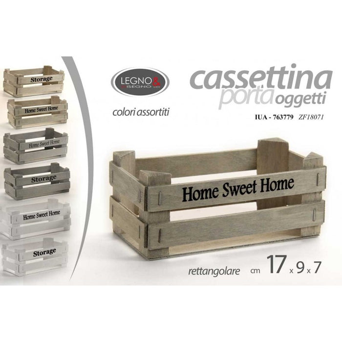 36x Cassettina in legno portaoggetti home sweet cm 17 x 8.5 x 7 h