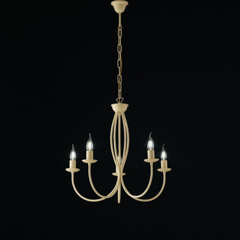 Lampadario in ferro Avorio decape cinque luci 55x h53 cm