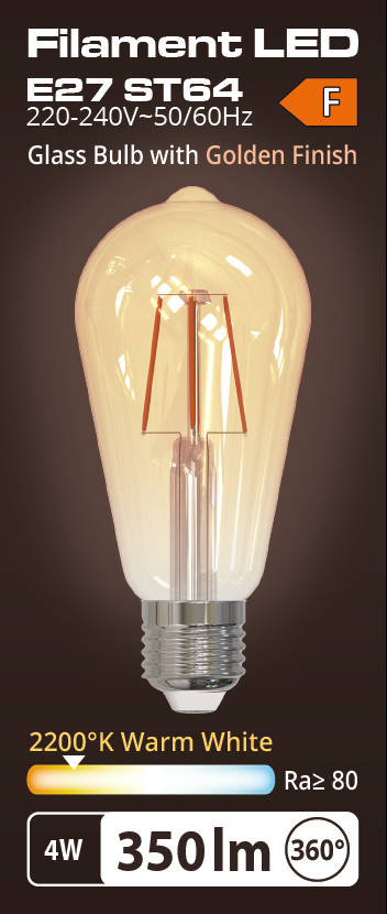 Lampada E27 ST64 4W 2200°K Golden