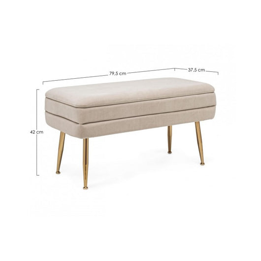 Panca contenitore beige con piedi cm 79.5 x 37.5 x 42h