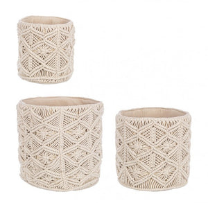 Cesta charan macramè avorio D.20x20h, D.25x25h, D.30x30h
