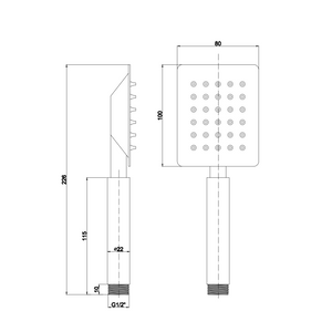 Manopola doccetta acciaio cromato quadrata